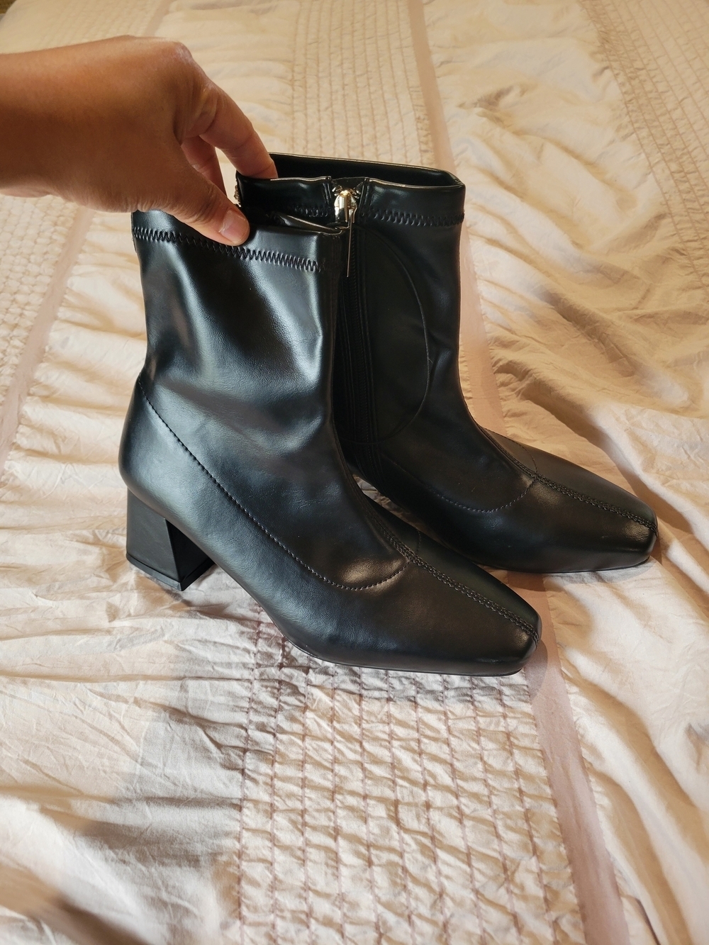Anne Klein Black Ankle Boots - Sleek Zip Booties - Picture 2 of 11